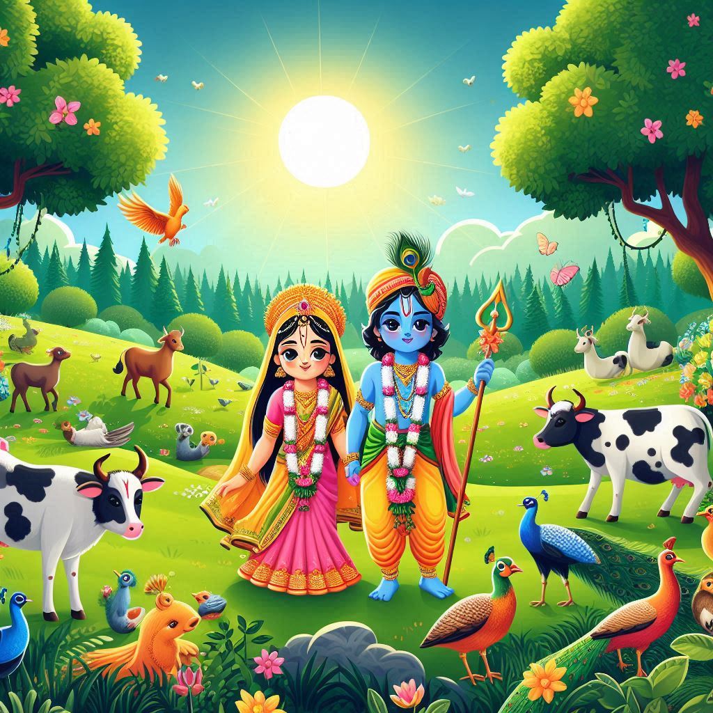 Radha Krishna Cartoon Wallpaper