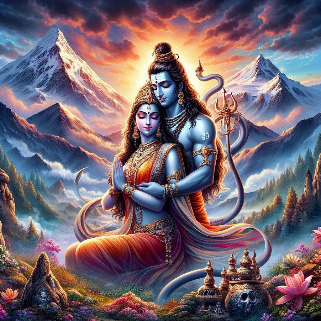 shiv parvati love art