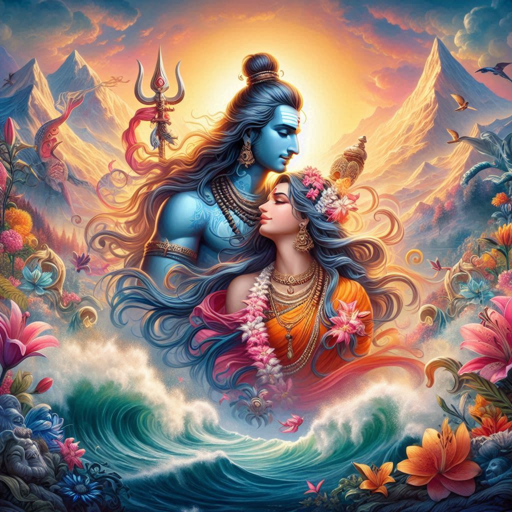 shiv parvati love art