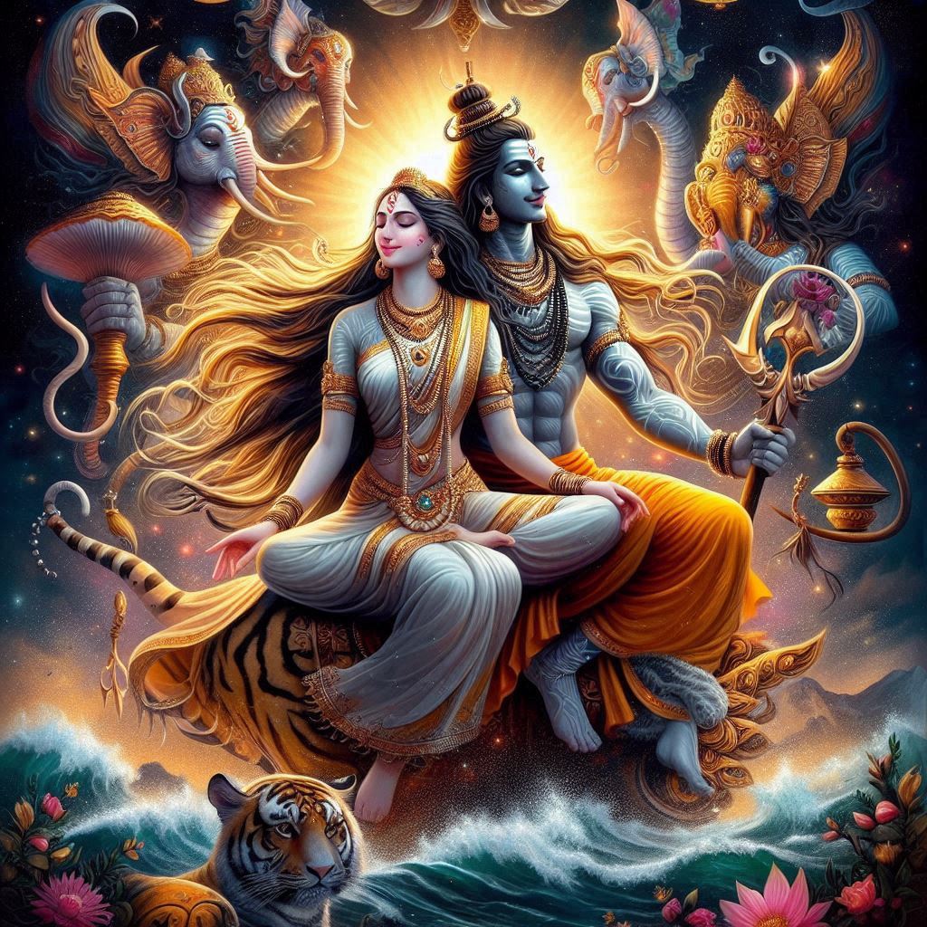 shiv parvati love art