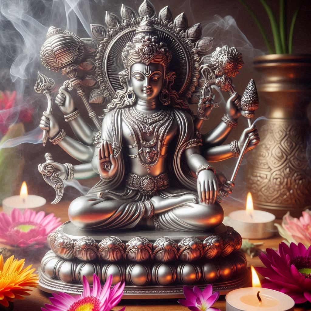 Vishnu Bhagwan silver murti