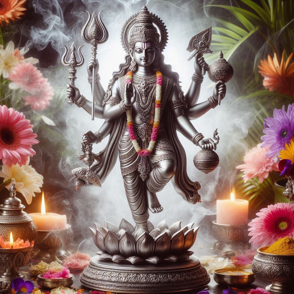 Vishnu Bhagwan silver murti
