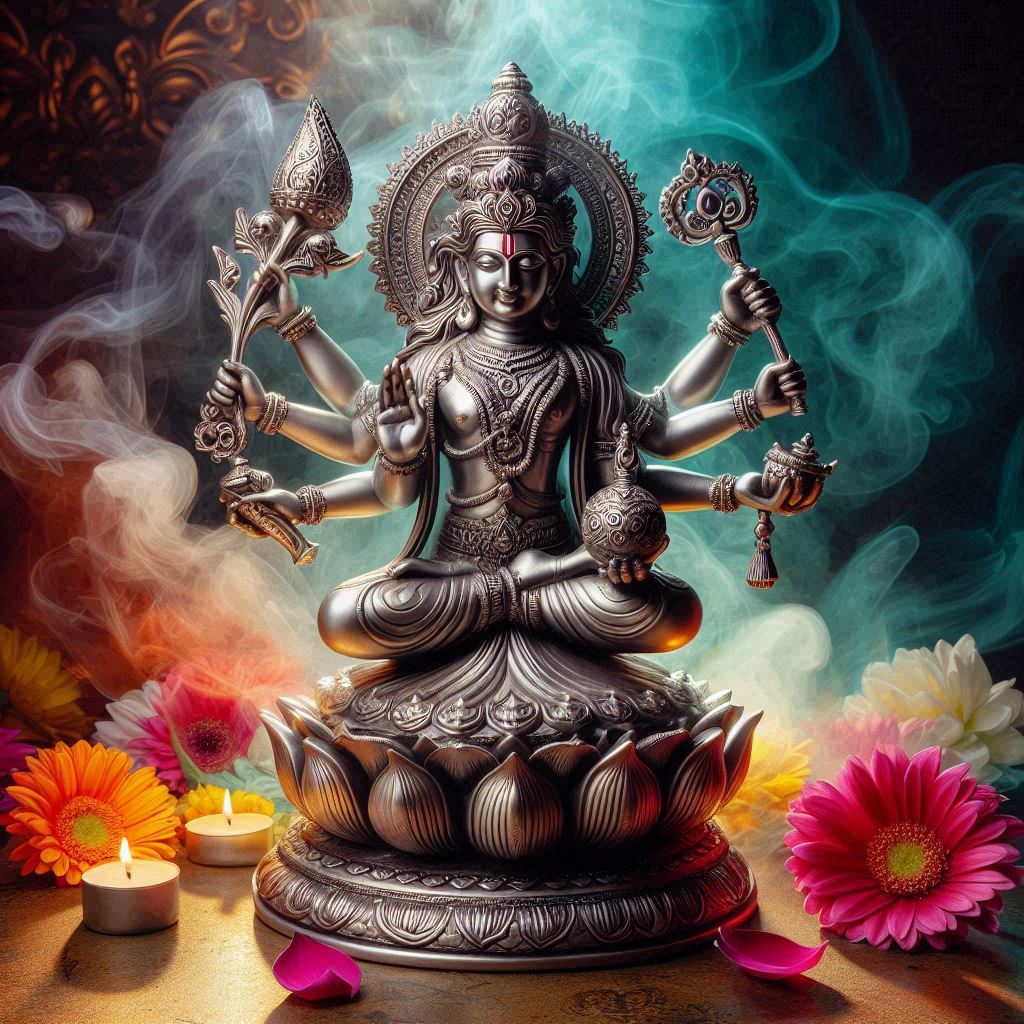 Vishnu Bhagwan silver murti