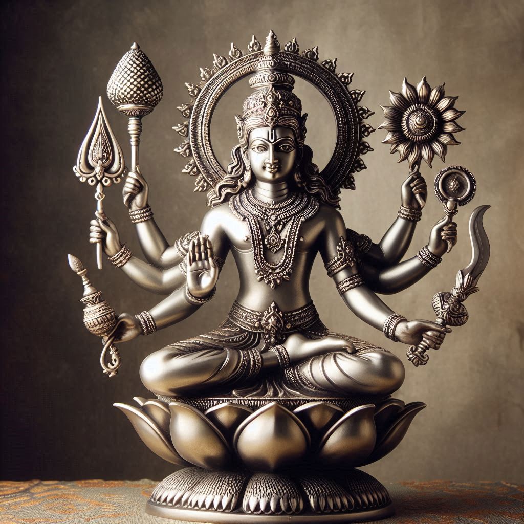 Vishnu Bhagwan silver murti